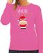 Bellatio Decorations foute kersttrui/sweater dames - Kerstman - roze - Merry Christmas XS