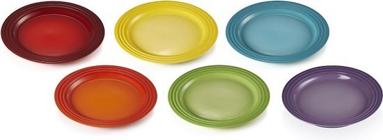 Le Creuset Ontbijtbord - Rainbow - &#248; 22 cm - 6 stuks