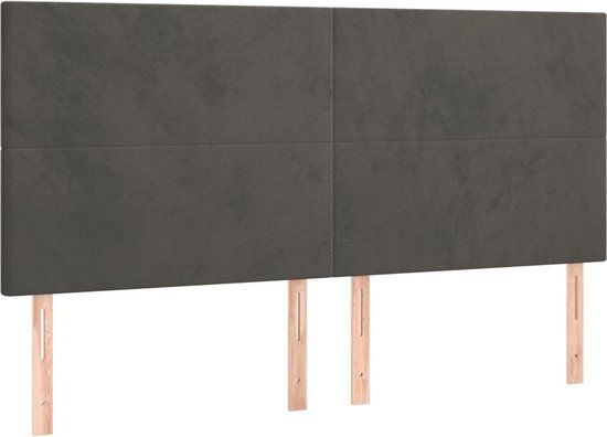 vidaXL Hoofdbord donkergrijs 200x5x118/128 cm Fluweel