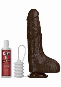 Doc Johnson Squirting Realistic Cock - 1 oz. Nut Butter - Black