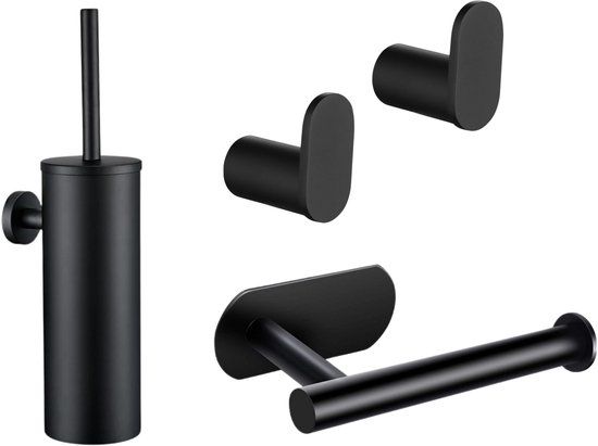 XIVADA Toilet Accessoires Set Zwart - 3-delig - RVS