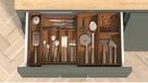 5Five Bestekbak/keuken organizer - acacia hout - 15 x 15 x 7 cm
