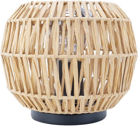 EGLO Sheldon Tafellamp - E27 - Ø 21 cm - Zwart/Natuurlijk/Bruin - Papier