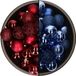 Bellatio Decorations Kerstballen mix - 74-delig - kobalt blauw en donkerrood - 6 cm - kunststof