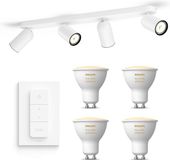 Philips Hue Pongee Opbouwspot (Wit) - 4 Lichtpunten - GU10 - Warm tot Koelwit Licht - Incl. Hue Dimmer Switch