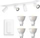 Philips Hue Pongee Opbouwspot (Wit) - 4 Lichtpunten - GU10 - Warm tot Koelwit Licht - Incl. Hue Dimmer Switch