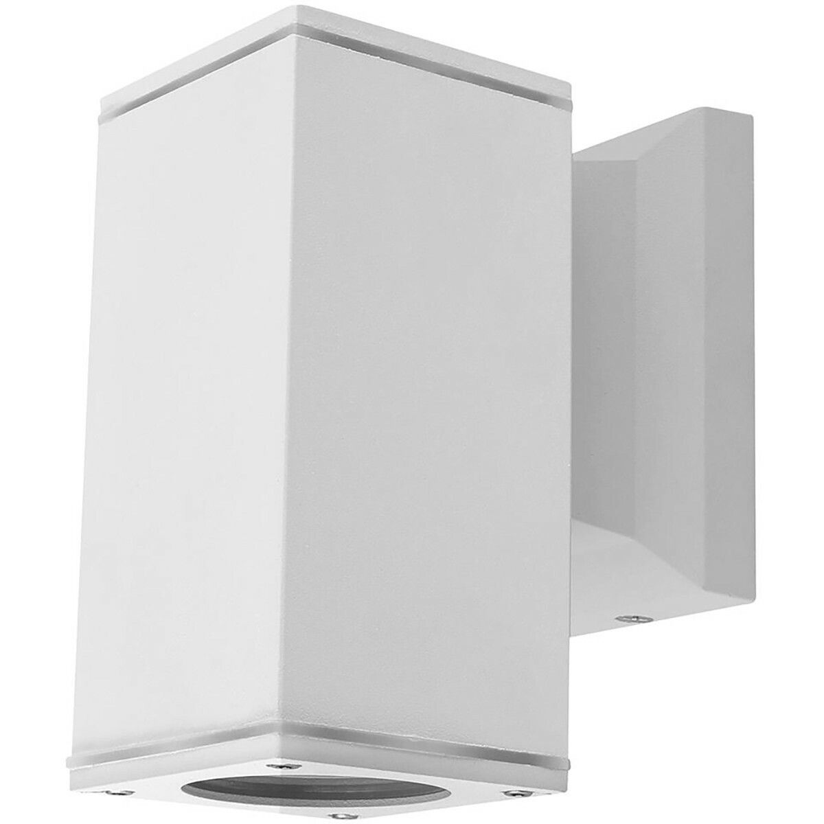 BES LED Wandlamp Buiten - Aigi Wally Down - GU10 - Vierkant - Mat Wit - Philips CorePro - 4W - Warm Wit