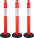 VEVOR Poteaux de délimitation de trafic 3-Pack (114CM) avec base remplissable et bandes réfléchissantes, poteaux d'avertissement pour chantiers de construction, parkings, barrières, rouge