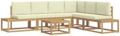 vidaXL Ensemble de canapé d'extérieur 5 pièces blanc et crème Polyester