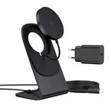 Inductief laadstation, compatibel met magnetische oplader, draadloze oplader, snellader, compatibel met iPhone 17e/17/16/15/14/13/12 Pro Max/Air/Plus/Pro serie, zwart