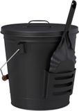 Relaxdays Asemmer met Deksel en Schep - 19 L - Staal - Zwart