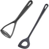 Westmark Aardappelstamper + roerlepel met gat, kunststof, Gentle, zwart, 286322E6