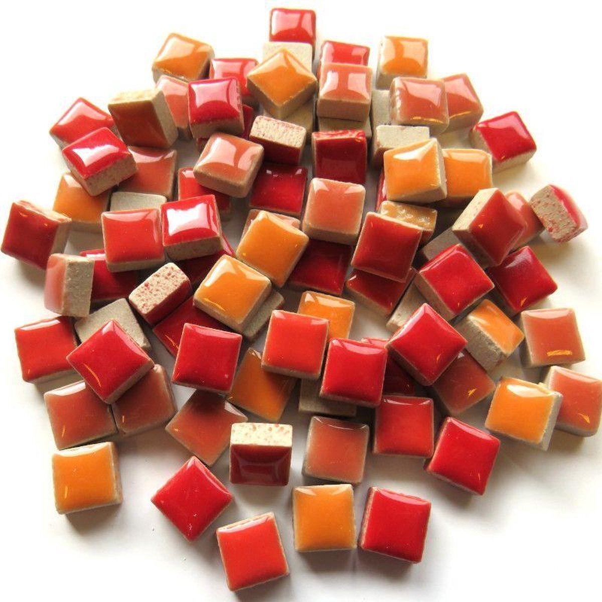 mijn mozaïekshop Mozaïeksteentjes Mini squares keramiek - mix vuur en vlam; 500 gr