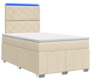 vidaXL LED Boxspringbed met Matras Crèmekleurig 120 x 200 cm Stof