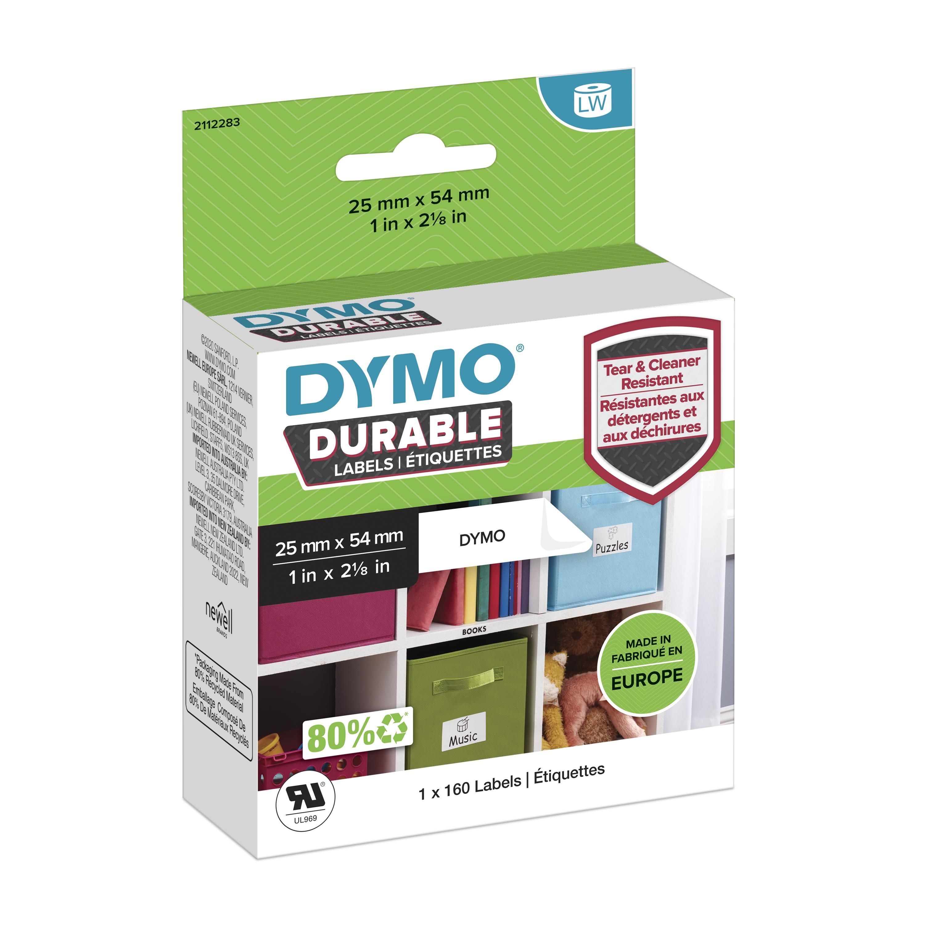 DYMO Durable LabelWriter Labels - 25mm x 54mm - White - 160 Labels