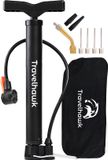 Travelhawk Mini Fietspomp - Dubbele Ventielkop - Ballenpomp - Bandenpomp - Handig Voor Onderweg Of Op Reis - Inclusief Draagtas - Zwart