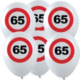 Merkloos / Sans marque Espa Nv Verjaardagfeest leeftijd ballon - 65 jaar - 12x stuks - thema leeftijd stopbord