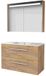 Basic-Line Premium 46 Badkamermeubelset - 100 x 46 cm - Met Grepen - 2 Lades - Keramische Wastafel - 1 Kraangat - Spiegelkast met LED Verlichting - Whisky Oak