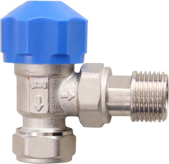 Solidparts Radiatorafsluiter 1/2"x15mm Haaks M30x1.5 - Thermostatische radiatorkraan - Vernikkeld