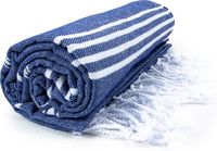 The One Towelling Hamam Sultan handdoek - 100 x 180 cm - Marineblauw/Wit