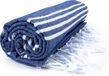 The One Towelling Hamam Sultan handdoek - 100 x 180 cm - Marineblauw/Wit