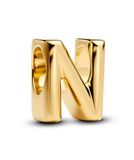 PANDORA Letter N alfabet mini-bedel in sterling zilver met 14-karaat vergulding, compatibele momenten, afmetingen: 6,2 x 8,3 x 6,2 mm, 763960C00