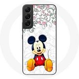 Maniacase Etui voor Samsung Galaxy S22 Mickey Mouse Bloemen Harten