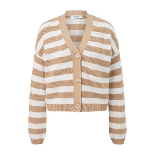 comma casual identity gestreept vest beige/ecru