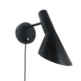 B·LED BARCELONA LED Wandlamp met kabel, stekker en schakelaar, leeslamp, elegant design, modern, Scandinavisch, draaibaar, zwart, voor slaapkamer met E27-fitting