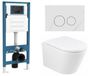 QeramiQ Dely Toiletset - Inbouwreservoir - zitting 35mm - Natuursteen wit marmeren bedieningsplaat - Ronde knoppen - Blanc brillant