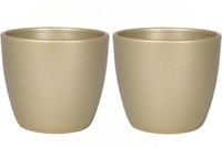 Floran - Bloempot - Keramiek - Goudkleurig - D10.5cm - 2 stuks