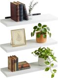 Relaxdays Wandplank zwevend - set van 3 - 100 cm - wit
