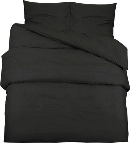 vidaXL Dekbedovertrekset lichtgewicht 135x200 cm microvezel zwart