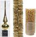 Bellatio Decorations Kaemingk B.V. Kerstversiering set gouden piek, folieslinger en kralenslinger - Kerstboomversiering goud