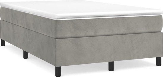 vidaXL Boxspring met matras fluweel lichtgrijs 120x200 cm