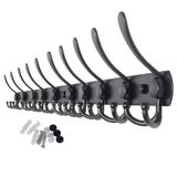 Hoexs Wandkapstok 30 Haken - 86cm - Zwart - RVS - Montagemateriaal