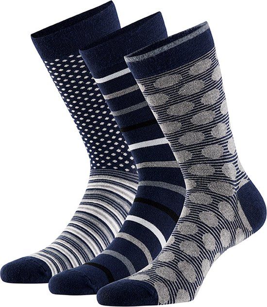 Apollo Bamboe sokken met motief - Blauw - 6 Paar - Maat 43/46