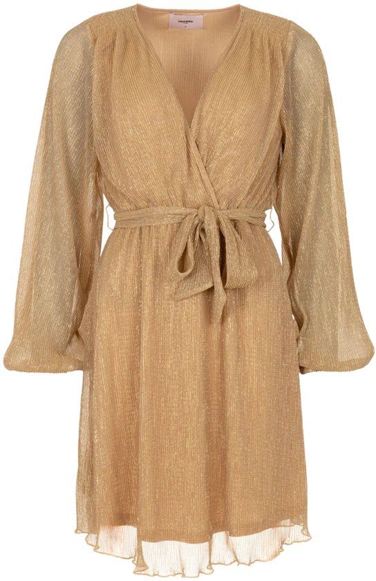 Freebird F-jer-plisse-lurex-26-1 Dames Jurk Goud S