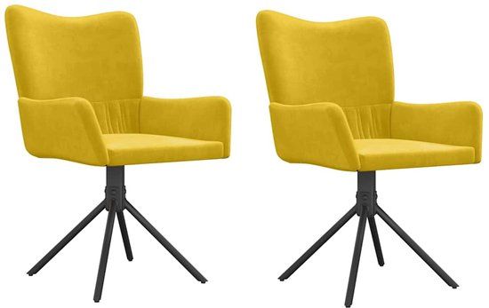 VidaXL Eetkamerstoelen draaibaar 2 st fluweel geel