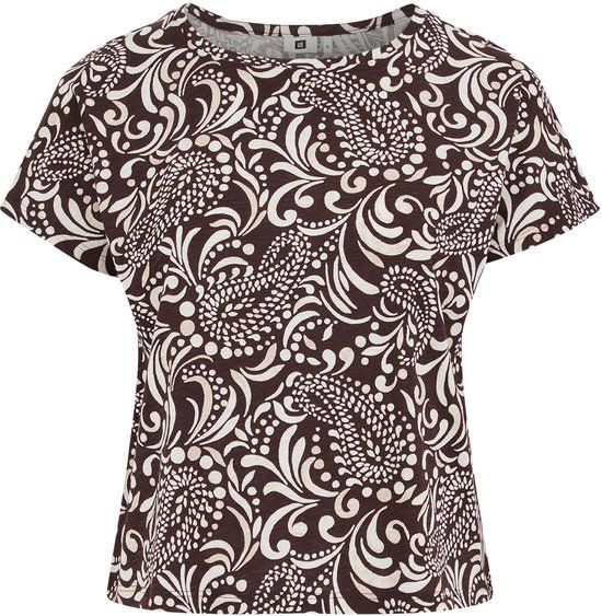 WE Fashion Curve T-shirt Dames 5XL Donkerbruin