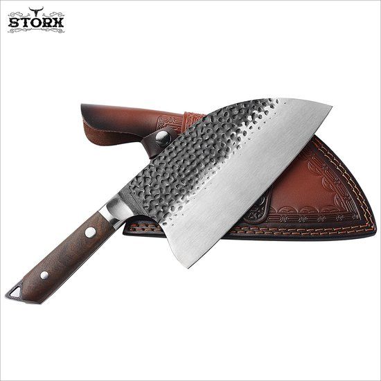 STORX Koksmes - 20 cm lemmet - Roestvrij staal - Zwart/Bruin
