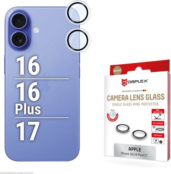 Displex CamGlass Single Camera Protector geschikt voor Apple iPhone 16 / 16 Plus / 17
