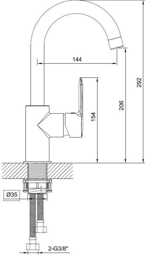 Saqu Dream Wastafelkraan - 21 cm Hoge Uitloop - Chroom