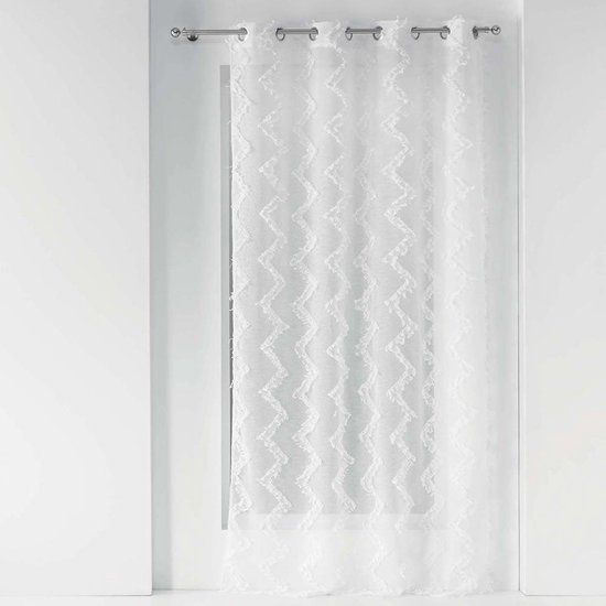 Merkloos Glasgordijn 140 x 240 cm Zigzag Wit - Merkloos - Wit - Polyester - Met volant - Ringen
