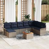 Maison Exclusive - Salon de jardin, 9 pièces, gris et bleu marine, en résine tressée