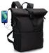 Sac à dos imperméable avec fermeture enroulable et compartiment pour ordinateur portable (15,6 pouces), noir