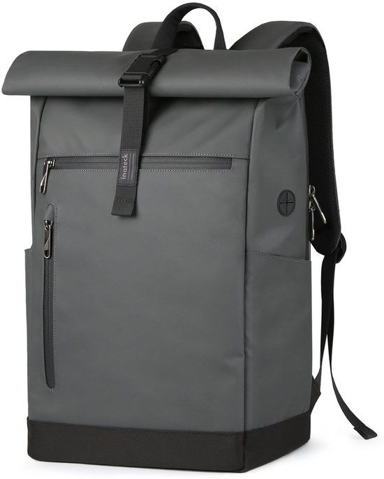 Inateck RollTop Rugzak Heren Dames 25L-30L Fietsrugzak Schoolrugzak voor Universiteit Vrije tijd Werk Sport Reizen, Stijlvolle Dagrugzak met 17 inch Laptopvak, Grijs