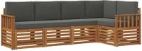 vidaXL - Bank loungeset - 5 zitplekken - Natuurlijk en antraciet - Polyester