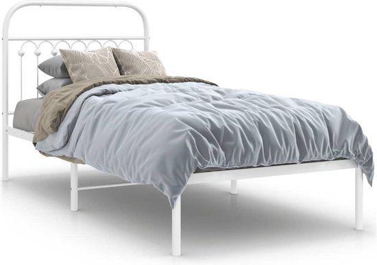 VidaXL Bedframe met hoofdbord Metaal Wit 90x190 cm