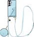 AVY Leren Hoesje geschikt voor Samsung Galaxy S26 Plus | Met Koord, Wallet en Pouch | Compatibel met MagSafe | Leather Case met 130CM Koord | Long Leather | Croco Blauw